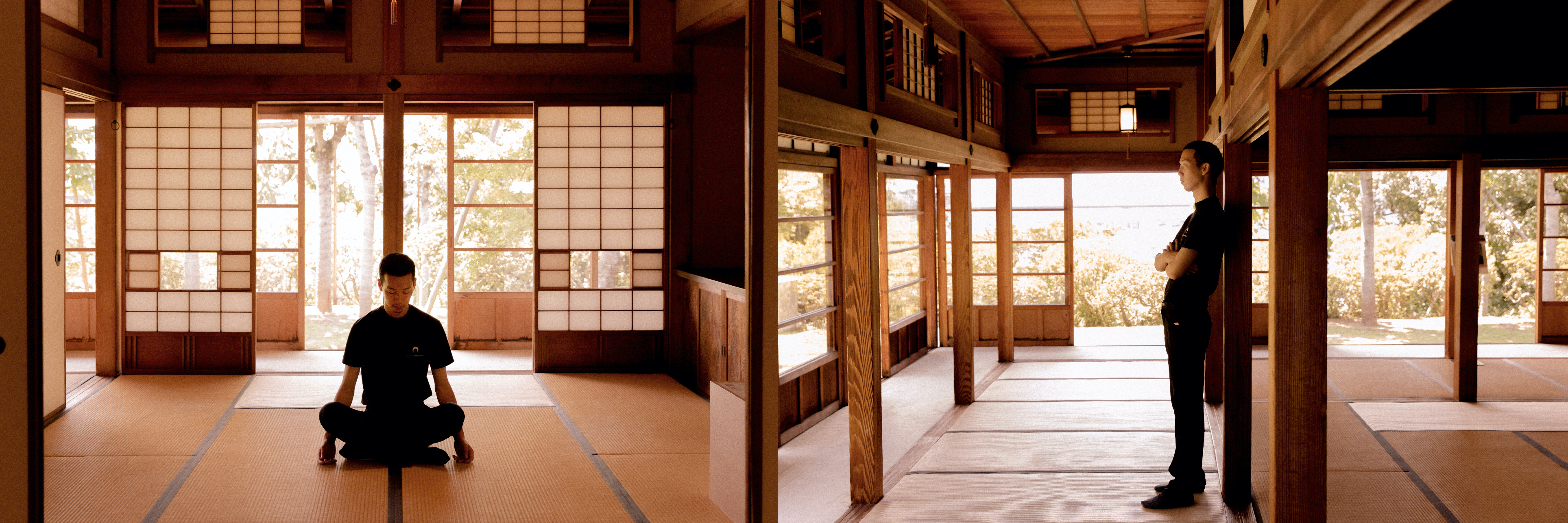 hanzawa meditating in a temple
